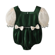 Bow Design and Puff Sleeves Siblings Matching Outfit