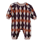 Diamond Pattern Knitted Long Sleeve Romper