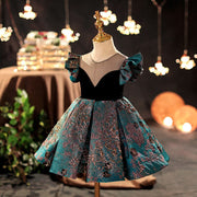 Vestido de fiesta de princesa estilo retro con mangas de mariposa