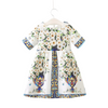 Vintage Vase and Floral Print Dress