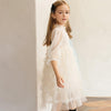 Floral Embroidery and Lace Ruffle Puff Sleeves Princess Dress