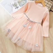 Star Design Long Sleeve Mesh Dress