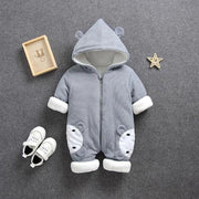 Thick Warm Hooded Baby Rompers