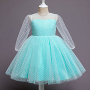 See Through Long Sleeves Polka Dot Princess Dress