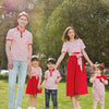 Trajes a juego para la familia Vestido a rayas con camiseta con botones de lazo Look familiar informal