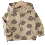 Rounded Criss-Cross Pattern Print Hooded Jacket