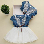 Denim Tulle Lace Dress