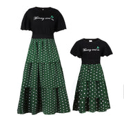 Moda Madre Hija Trajes A Juego Camisa Con Letras Impresas Y Falda De Lunares