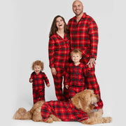 Conjunto de pijamas para familia Camisa de manga completa con estampado de cuadros