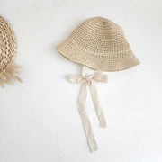 Sombrero de protección solar tejido de paja para bebés