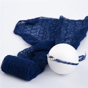 Conjunto de manta envolvente de mohair suave tejido con diadema para bebé