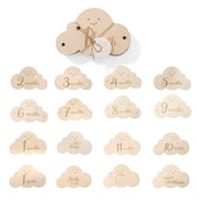Tarjetas de hitos de bebé de madera, lindo conjunto de hitos en forma de nube