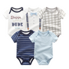 5 Pcs Bundle Plain and Printed Soft Cotton Baby Boy Short Sleeve Onesies