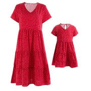 Vestido de manga corta para madre e hija, ropa a juego, cuello en V informal