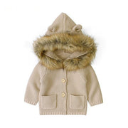 Furry Hooded Knitted Sweater