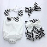 Monochrome Stripes Romper Outfit